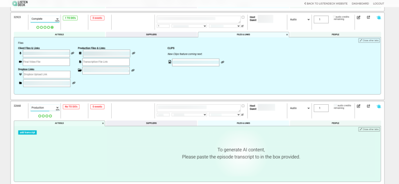 The ListenDesk Dashboard | Managing content