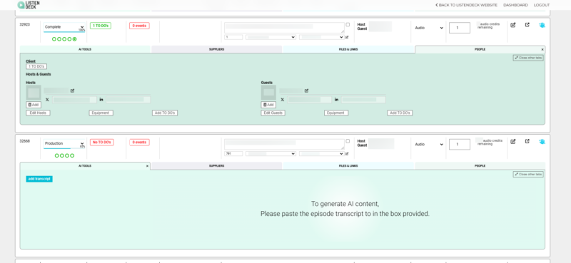 The ListenDesk Dashboard | Managing Hosts & Guests