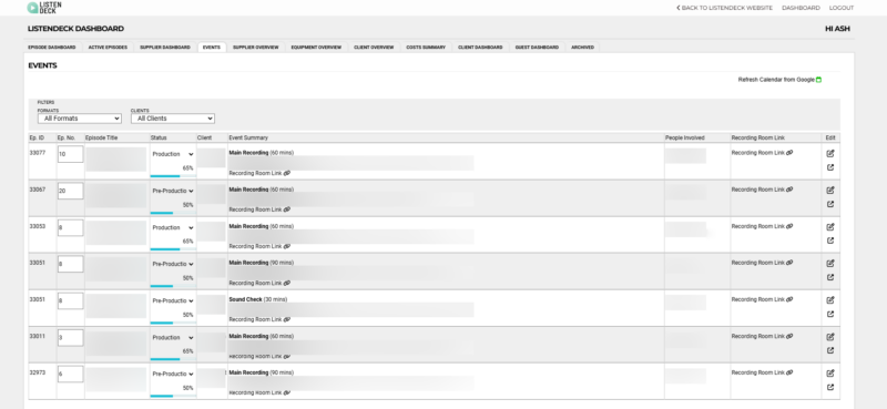 The ListenDesk Dashboard | Calendar Integration