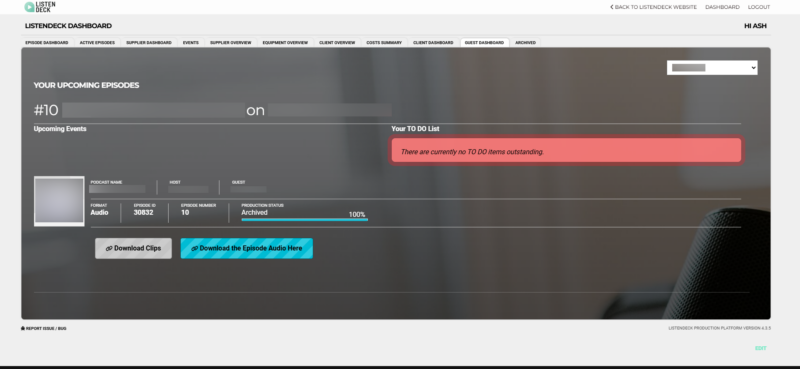 The ListenDesk Dashboard | Host or Guest Dashboard